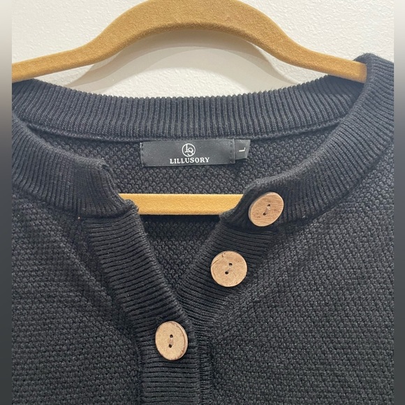 LILLUSORY Black Button-Up Sweater - Picture 4 of 4